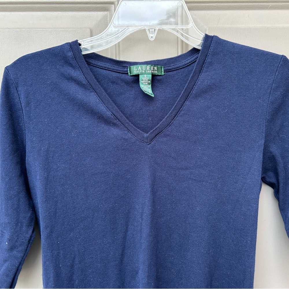 Lauren Ralph Lauren V Neck Blue Top